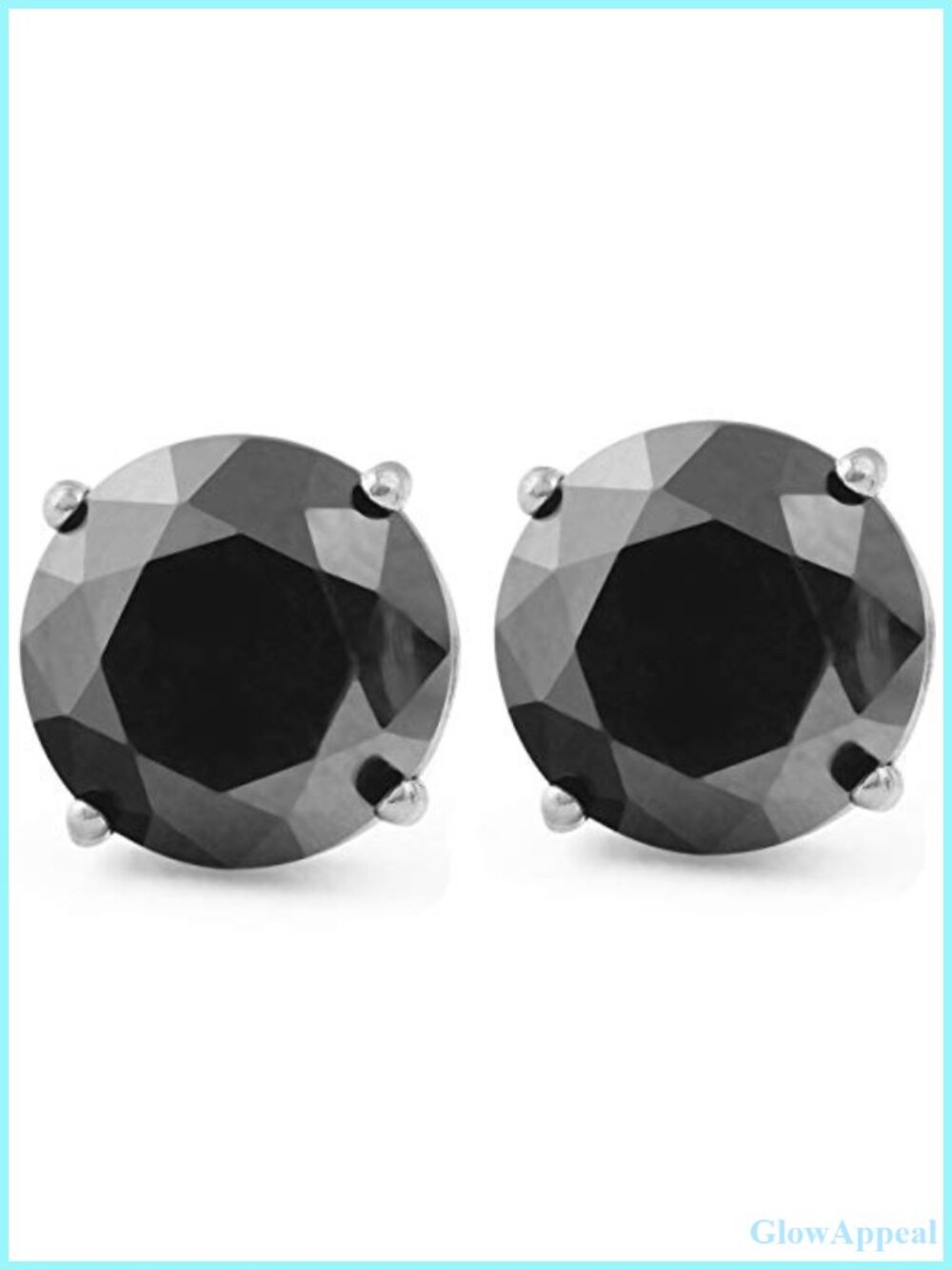 14K White Gold 2Ct Black Diamond Stud Earrings Basket Setting